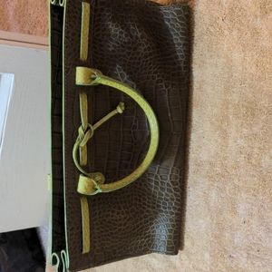 Olive and kiwi leather handbag